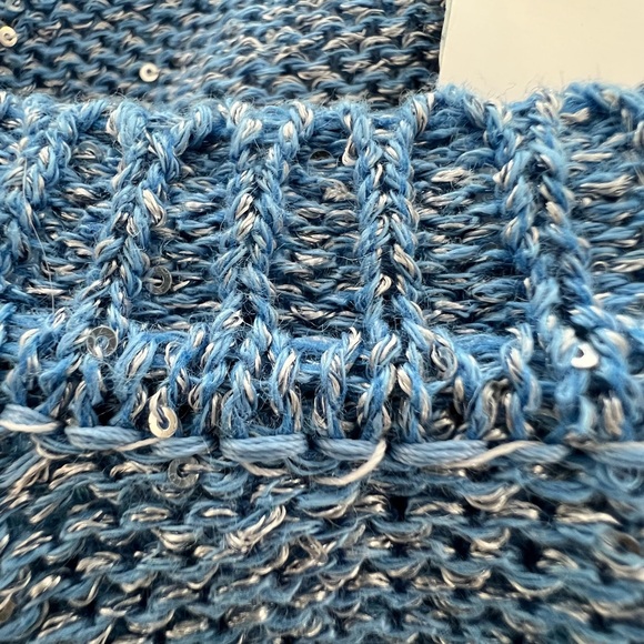 AKRIS CORNFLOWER LINEN BLEND SEQUIN SWEATER SIZE 12 NWTS! - Picture 16 of 17